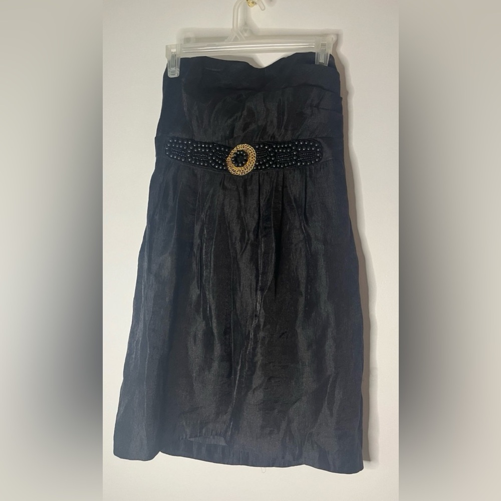 Alexia Admor Black Strapless Pencil Skirt with Embellished Belt